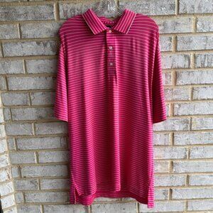 Footjoy Short Sleeve Striped 1/4 Button Closer Golf Polo Shirt Men's Size XL.